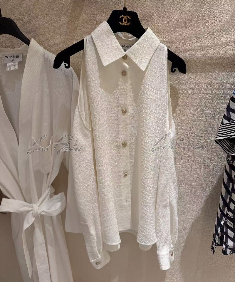 silk shoulder open blouse