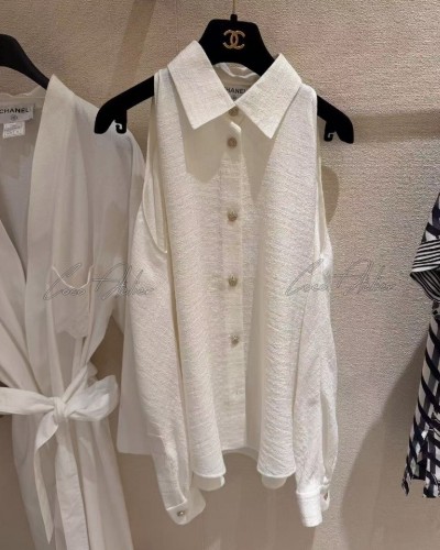 silk shoulder open blouse