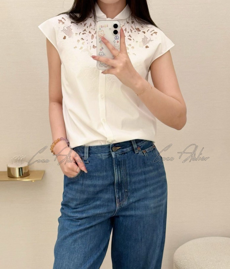lace embroidered blouse