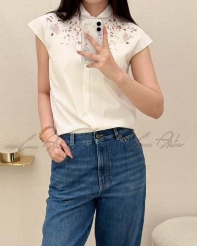 lace embroidered blouse