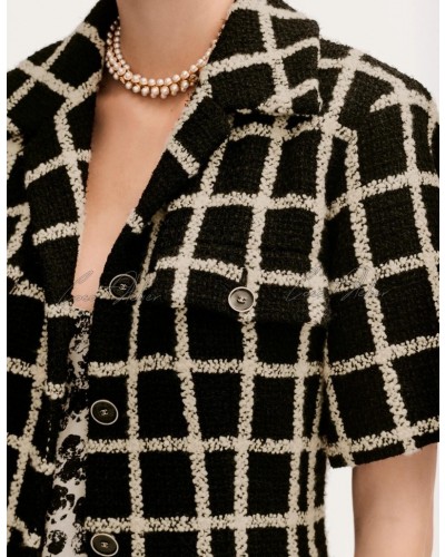 CC short-sleeved tweed jacket