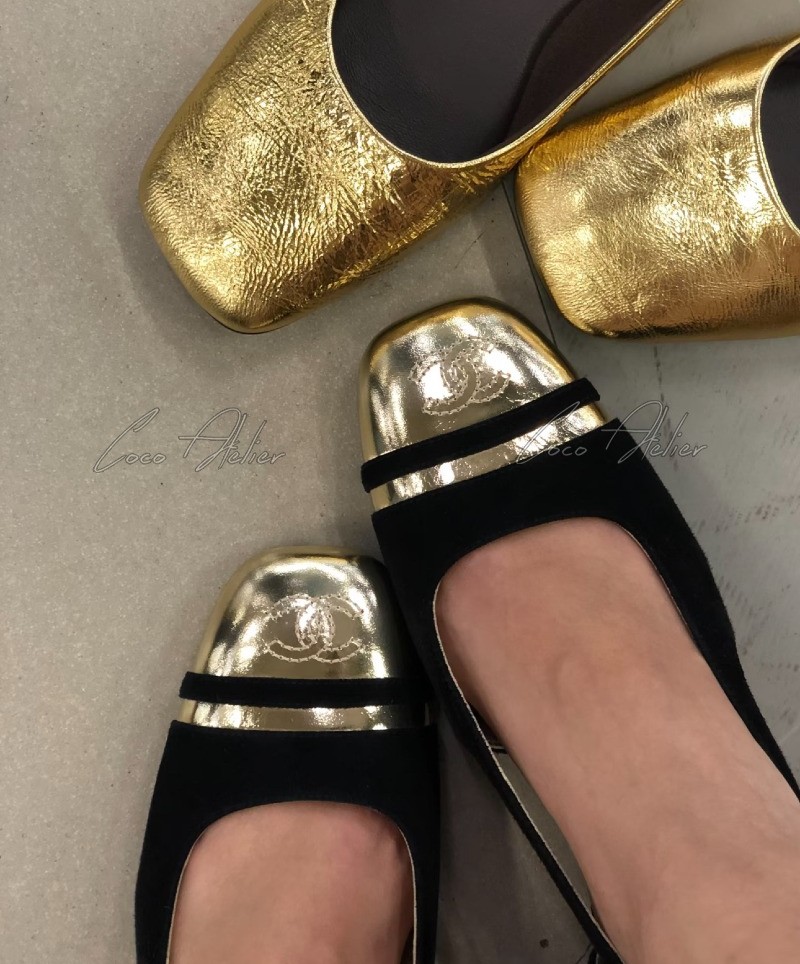 cc gold sling-back shoes