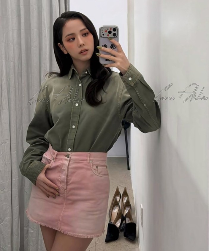 Pink Denim Skirt