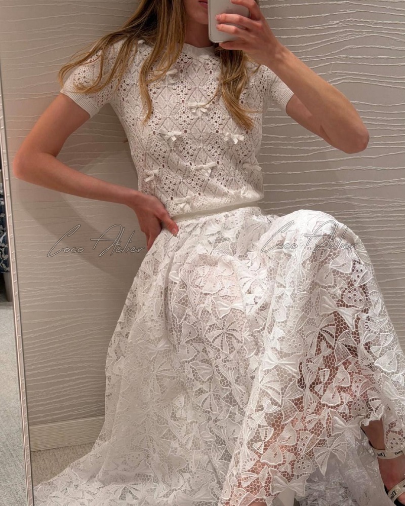 ribbon short-sleeved knitwear