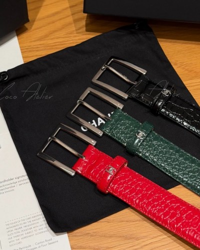 Crocodile-Embossed Leather Belts