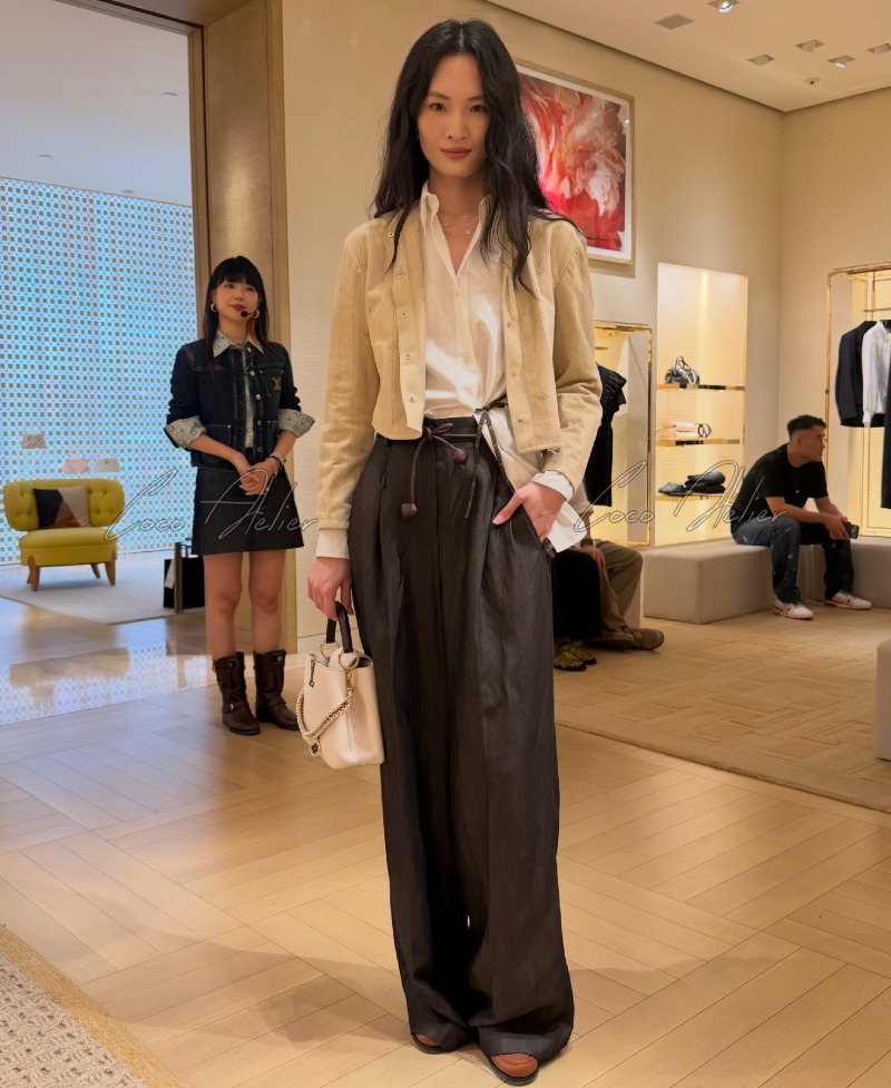 LV High-waist wool linen pants