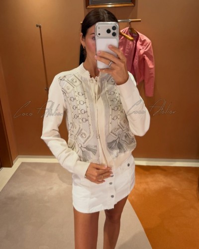 HE Silk print Cardigan